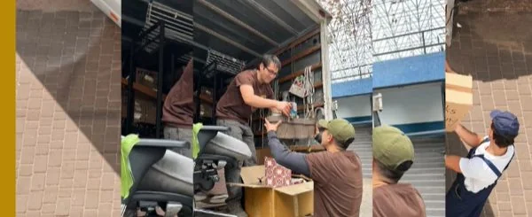 Equipo desarmando muebles para mudanza estándar